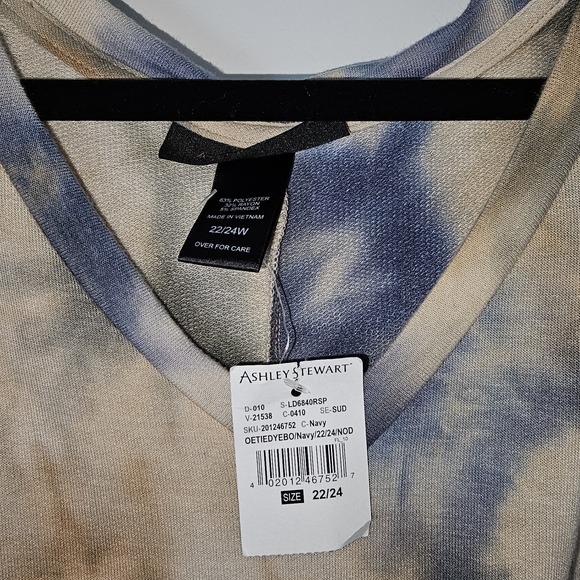 Ashley Stewart New With Tags Tie Dye Women's Dress Size 22 / 24 W Tan Blue, Grey - Picture 15 of 16